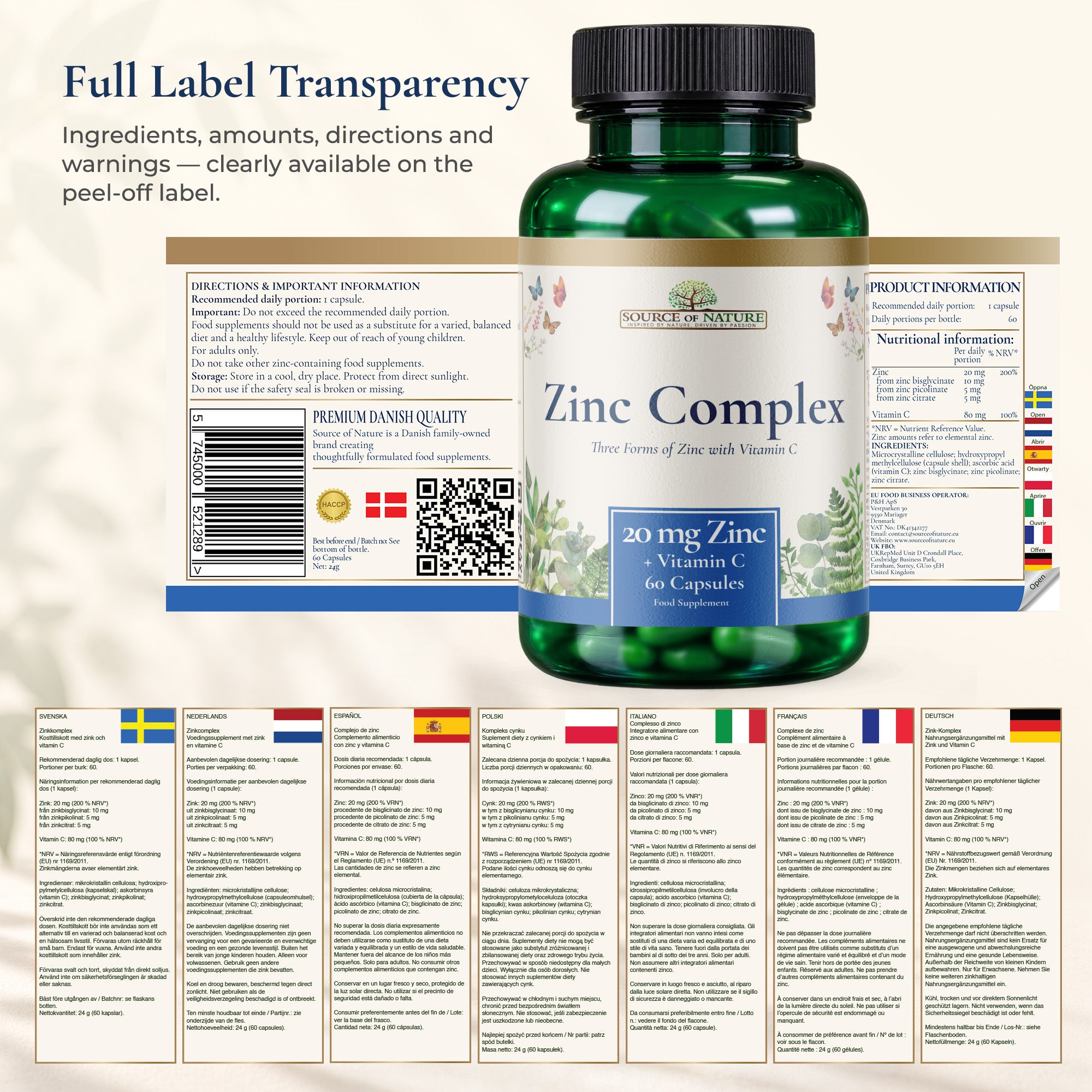 Zinc Complex 20mg | 60 Capsules | 2-Month Supply